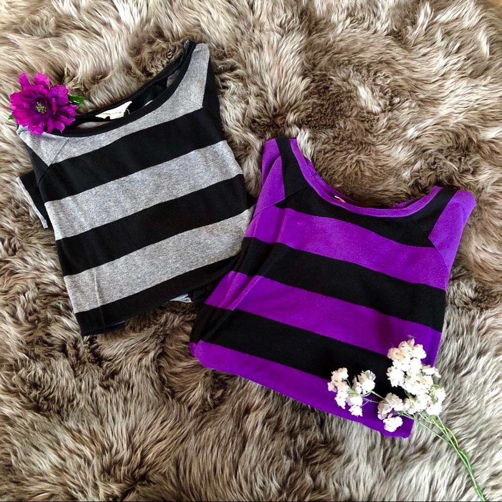 2 mid sleeve striped shirts